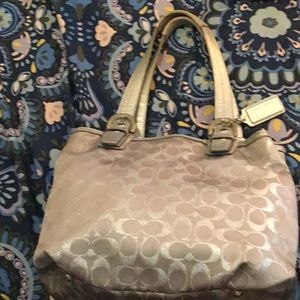 Coach signature silver/grey purse